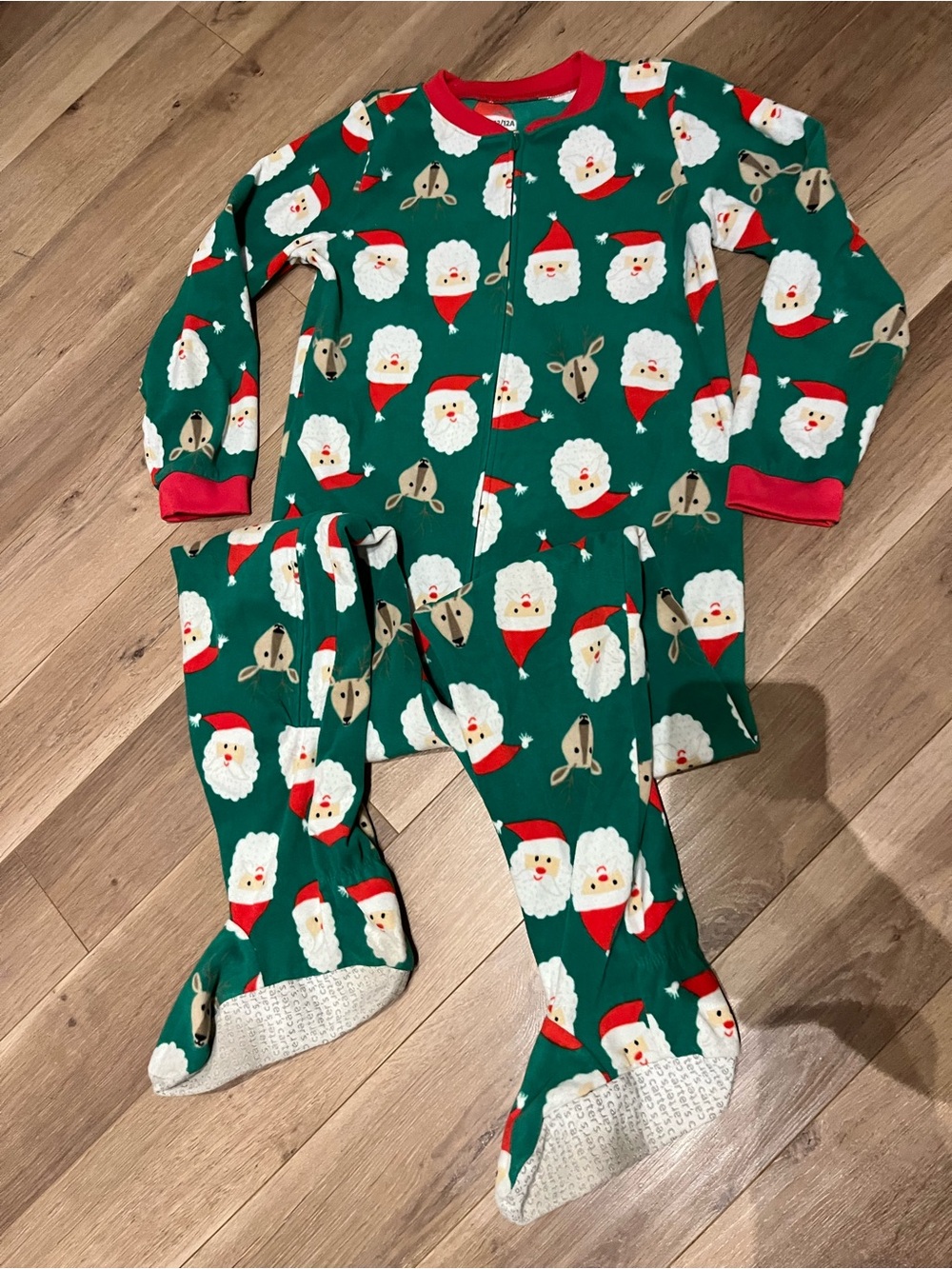 Carter’s Kids Christmas Footed Pajamas Santa Reindeer Size 12